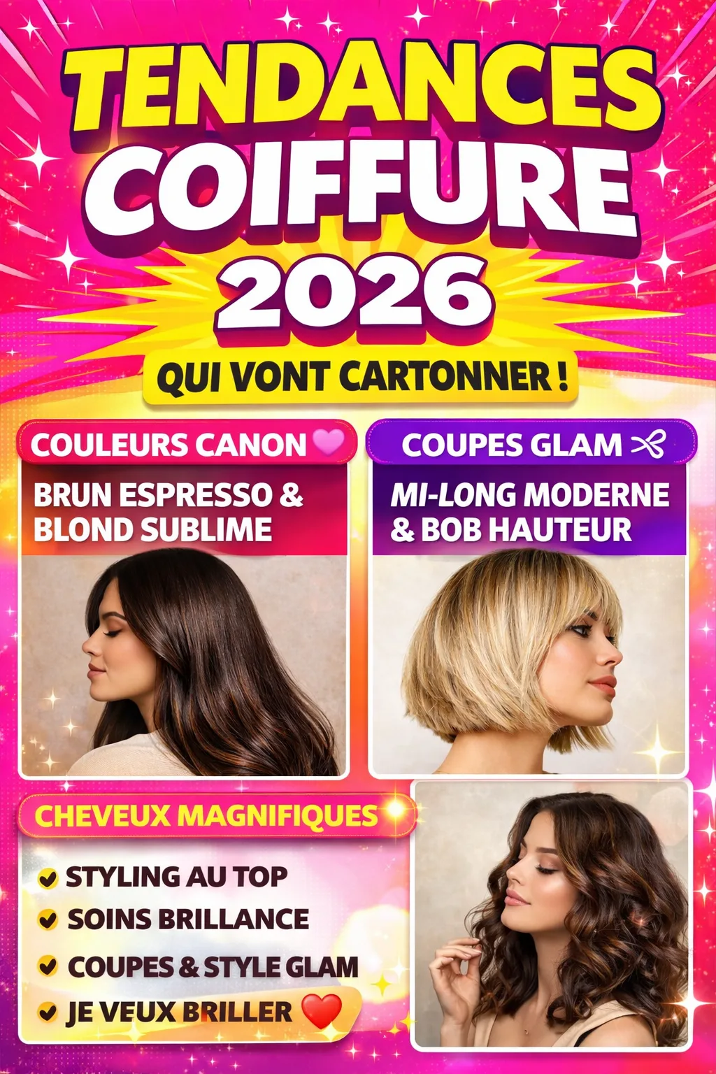 Tendances coiffure 2026 : couleurs, coupes et styles qui vont cartonner