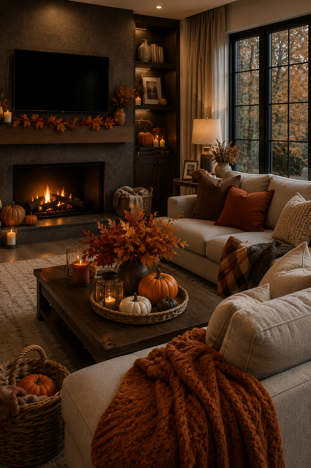 Salon aux couleurs chaudes et textures douces