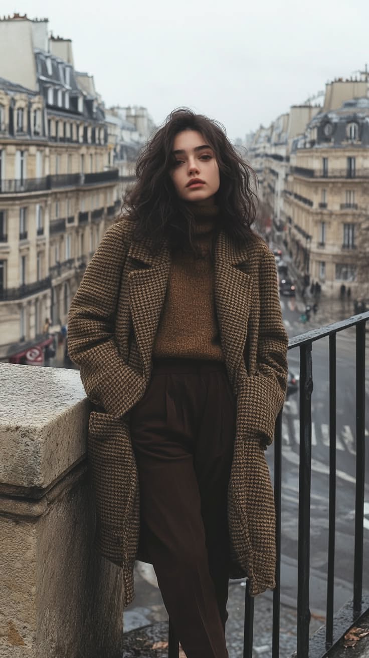 Pull ample et jupe à motifs, ambiance rétro