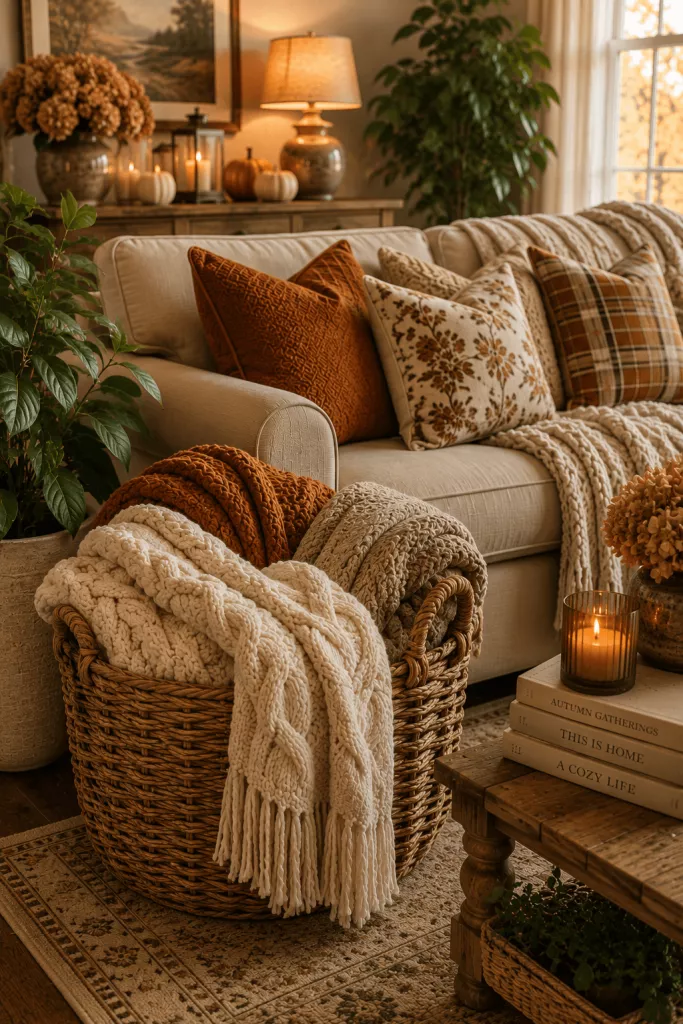 Salon lumineux avec décoration simple et cosy
