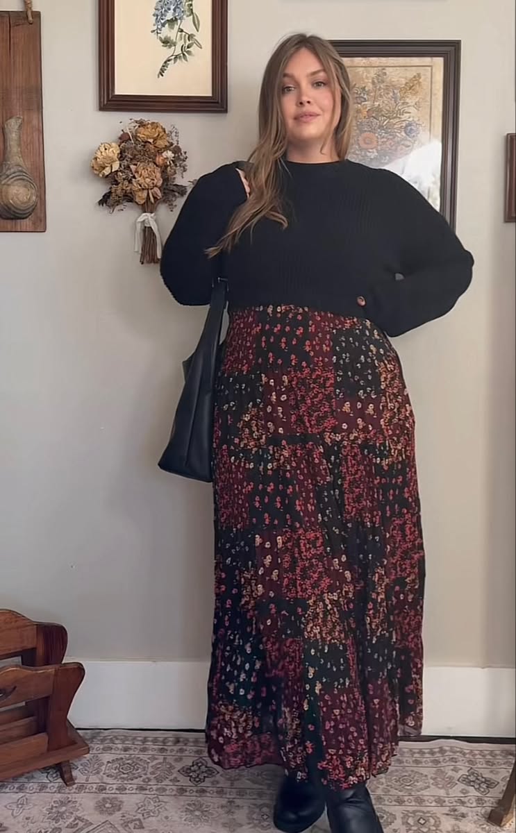 Jupe longue fluide avec pull oversize